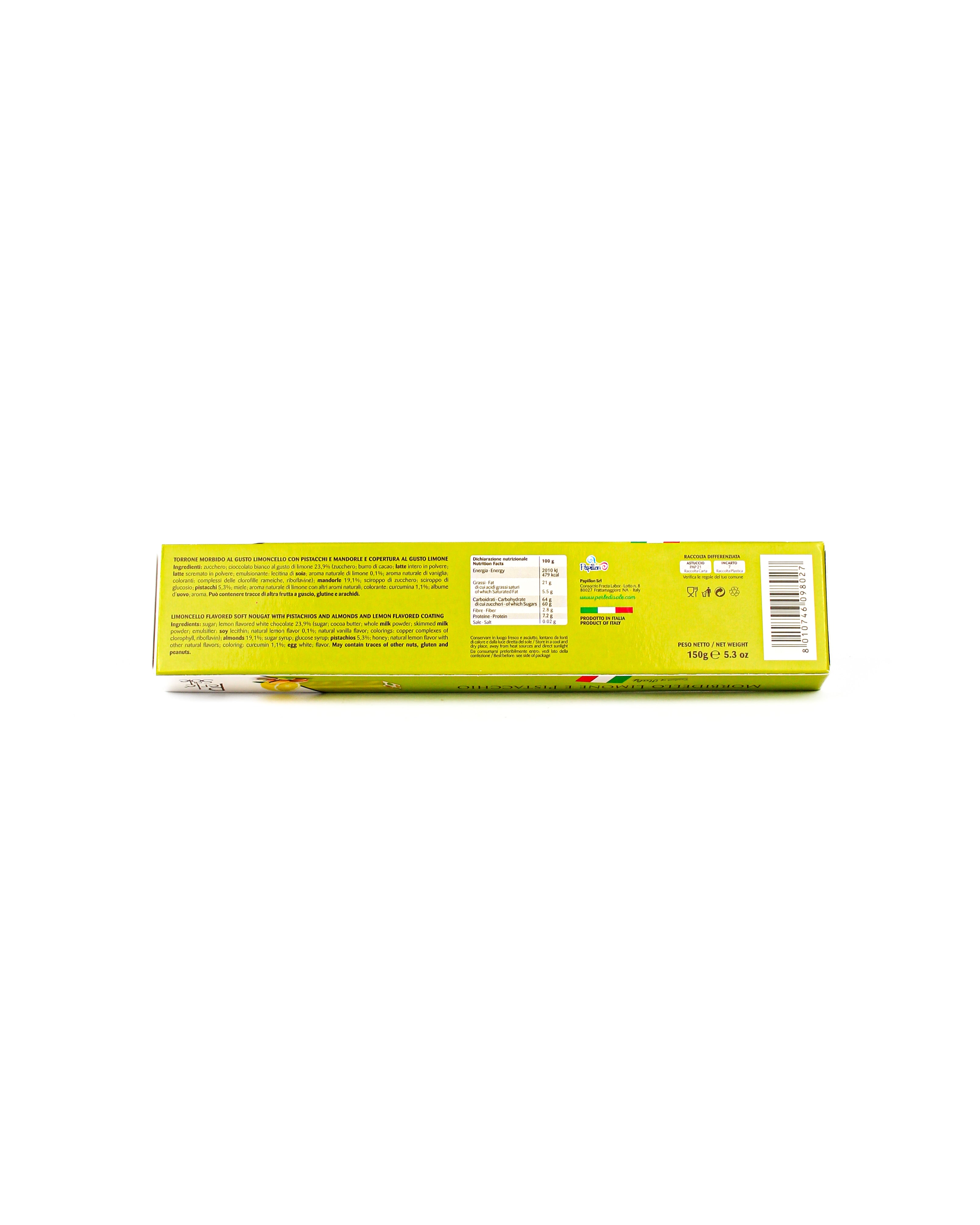 Torrone morbido al gusto di Limoncello e Pistacchio - Perle di Sole