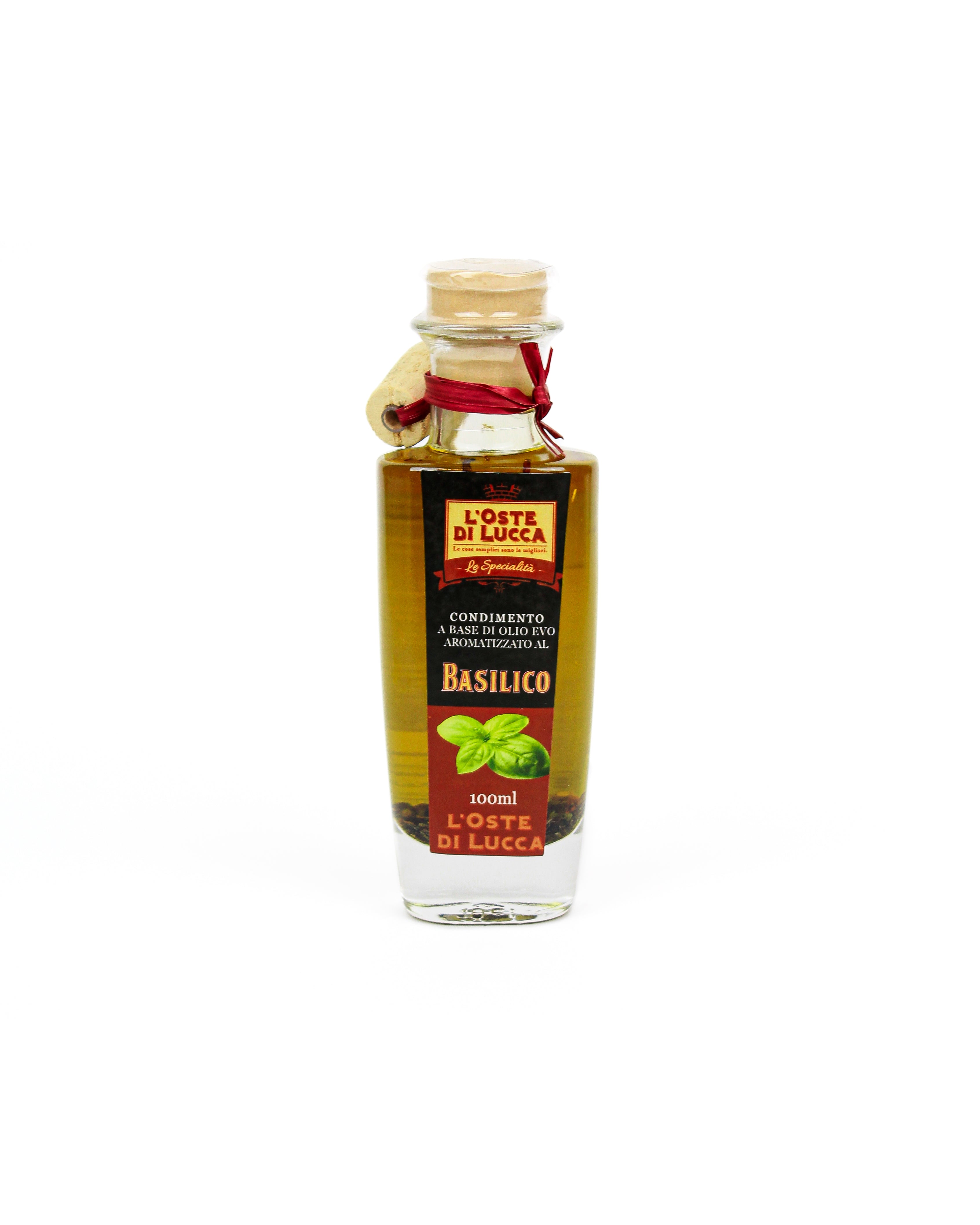 Olio EVO in bottiglia di vetro aromatizzato al Basilico