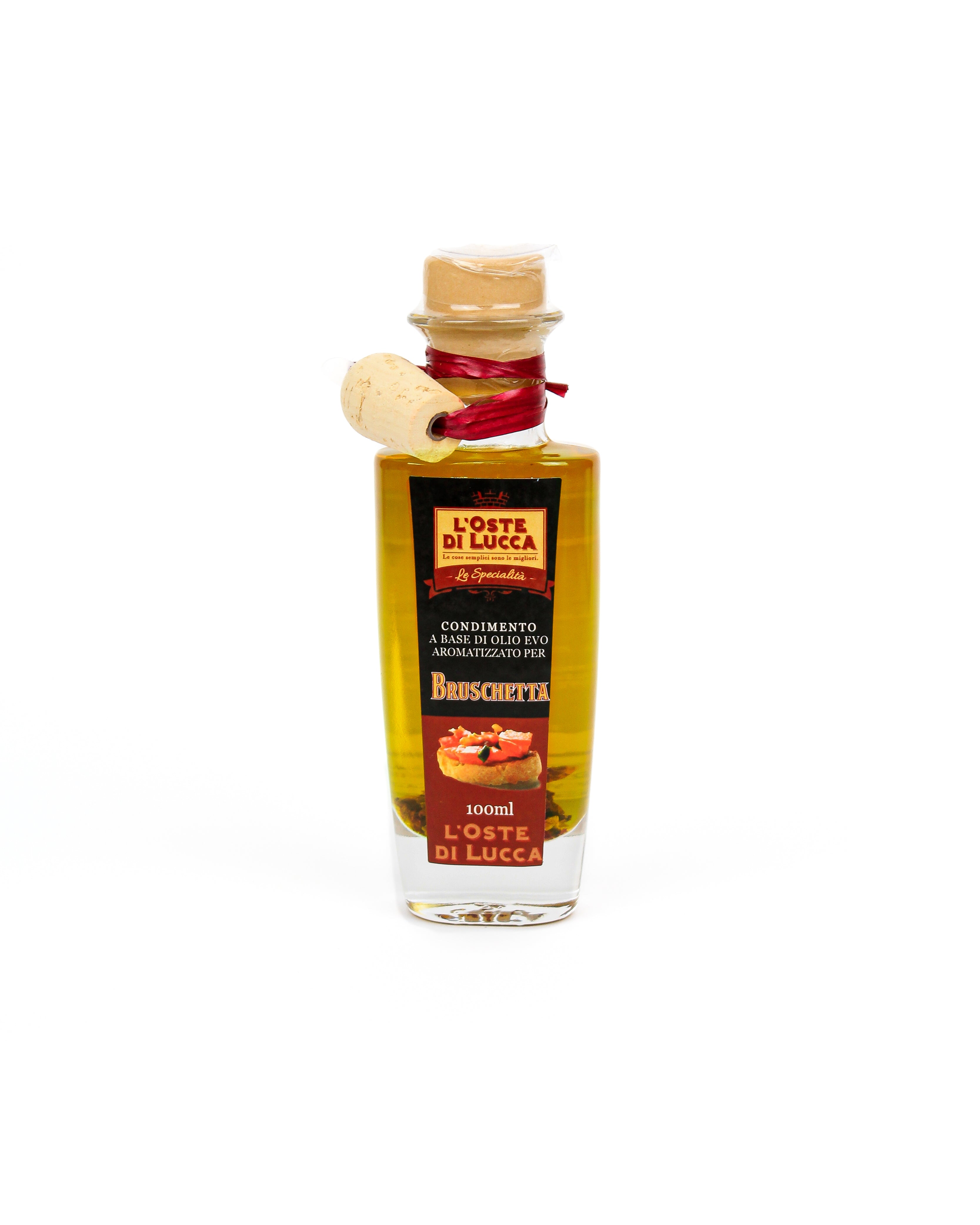 Olio EVO in bottiglia di vetro aromatizzato alla Bruschetta