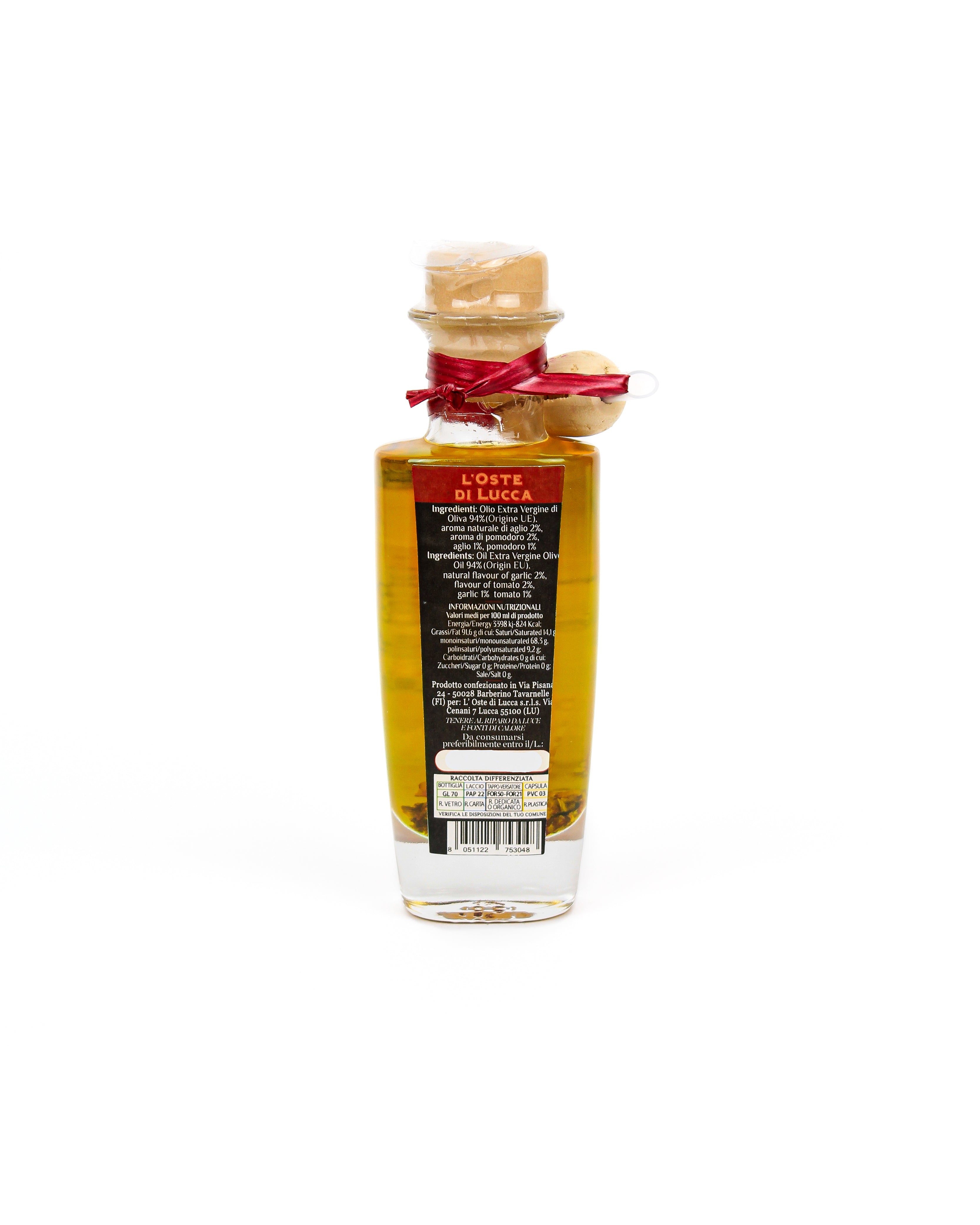 Olio EVO in bottiglia di vetro aromatizzato alla Bruschetta