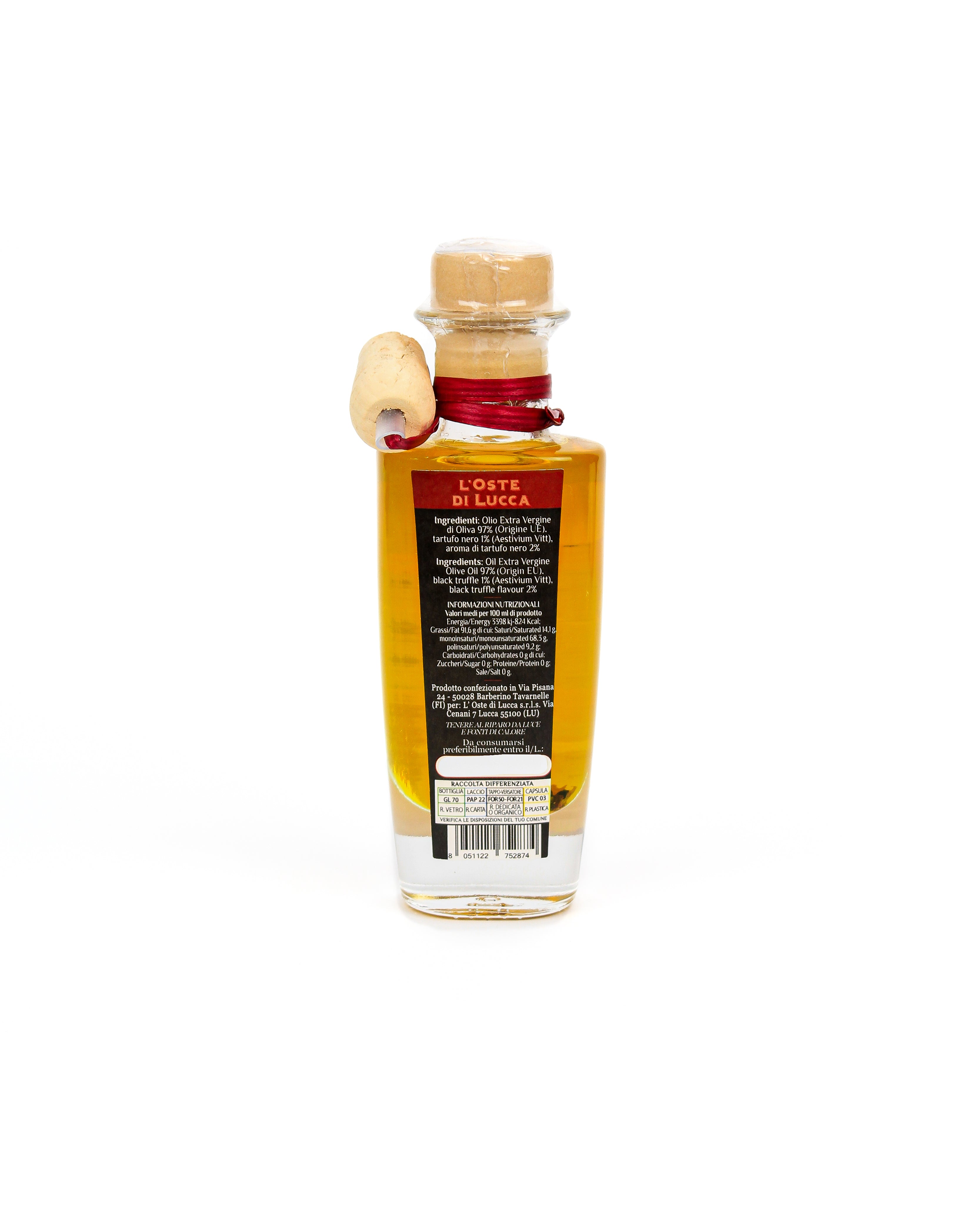 Olio EVO in bottiglia di vetro aromatizzato al Tartufo Nero